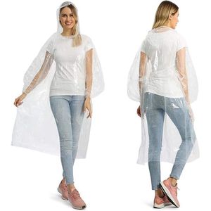 Regenponcho wegwerp noodgevallen regenjas transparante regenjas met capuchon voor dames en heren, 5 stuks