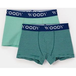 Woody 2 boxers jongens - groen - streep - 251-10-CLD-Z/031 - maat 176