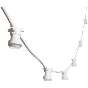 10 m lichtketting voor buiten, wit, voor 10 fittingen, aansluitbaar, tot 100 m/1000 W, led, IP54, E27, decoratief, voor buiten, terras, binnenplaats, feest, bruiloft, tuin, slinger, guinguette voor