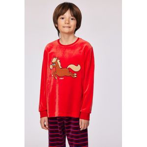 Woody Jongens-Heren pyjama rood - maat XXL