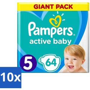 Pampers - Active Baby - Luiers - Maat 5 (11-16 kg) - Zachte Pasvorm - 64 Luiers - Bulkverpakking - 10 stuks