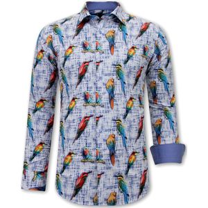 Overhemd met Vogelprint - 3122 - Blauw