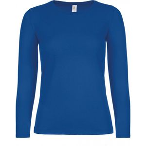 T-shirt Dames S B&C Ronde hals Lange mouw Royal Blue 100% Katoen