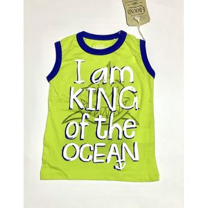 E-Bound mouwloos shirt - Haai - limegroen - maat 98