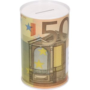 Spaarpot 50 euro biljet 8 x 15 cm - Blikken/metalen spaarpotten met euro biljetten