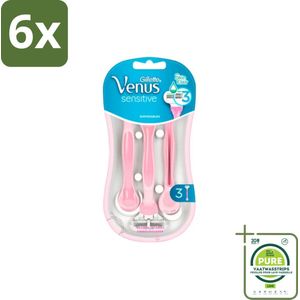 Gillette Venus - Sensitive - Wegwerp Scheermesjes - 3 Scheermesjes - Voordeelverpakking - 6 stuks - Scheermesjes - Scheermesjes voor vrouwen