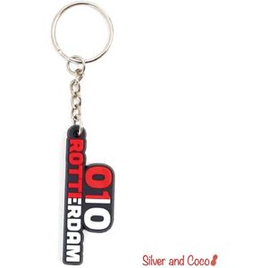 SilverAndCoco® - 2D Sleutelhanger Voetbal / Auto Huis / Key Chain / Sleutel Ring Sleutels - 010 Rotterdam / Feyenoord