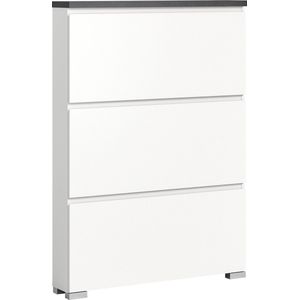 Schoenenkast - Schoenenkipper - Schoenenopberger - Houtmateriaal - Wit - Offset Industrieel Grijs Nb - Ca. 95 cm x 133 cm x 18 cm