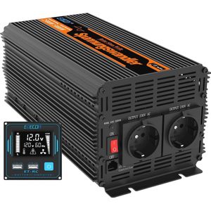 3000W Omvormer 12V naar 230V voor Camper en Caravan met Afstandsbediening en LCD Scherm