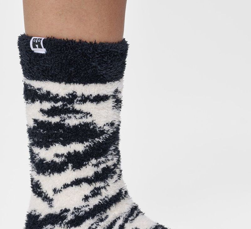 Happy Socks - Fluffy Zebra - Huissokken - Wit