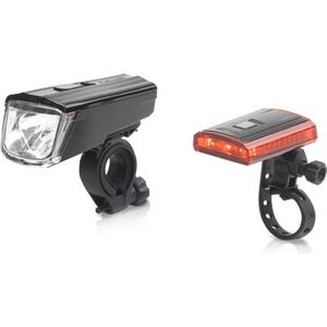 XLC Comp/Titania fietsverlichting - Voordeelset - LED - Accu