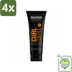 Syoss - Curl Control Cream - Gel - Styling & Definitie - 250 ml - Voordeelverpakking - 4 stuks - Krulgel - Krullenstyling