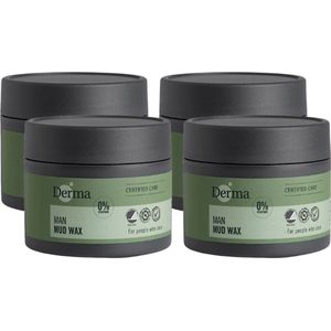 Derma Man - Eco-friendly Mud Wax met Sterke Fixatie - 4 x 75 ML - Hypoallergeen - Parfumvrij