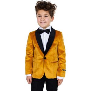 OppoSuits Deluxe Kids Dinner Jacket - Gold - Jongens Blazer - Kerst, Bruiloften - Goud - Maat: EU 98/104 - 4 Jaar