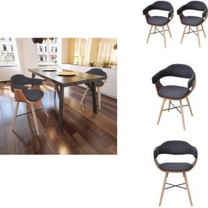 vidaXL Eetkamerstoel - Eetkamerstoelen - Keukenstoelen - Keukenstoel - Eetkamerstoelen 2 st gebogen hout en stof donkergrijs