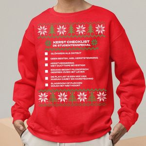 Kerst Trui Rood Kerst Checklist - De Studentenspecial V2 XS
