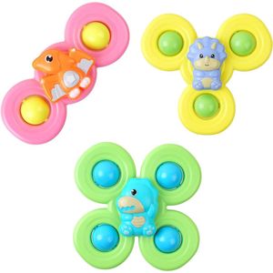 Kauwspeelgoed met zuignap voor baby's - 3 stuks draaispeelgoed met bel - sensorisch speelgoed voor badtijd - geschikt voor kinderen van 1-3 jaar
