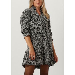 Minus Maila V-neck Knee Lenght Embroidery Dress Jurken Dames - Kleedje - Rok - Jurk - Zwart - Maat 38