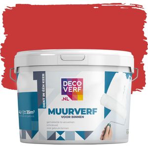 Decoverf muurverf mat vurigrood, 4L