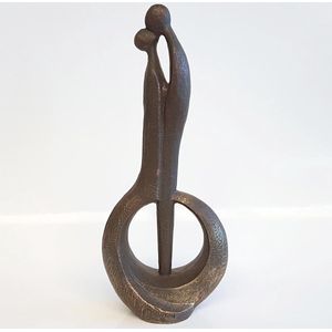 Geert Kunen / Skulptuur / Beeld / Vrouw / Man / Koppel - Bruin / goud - 19 x 10 x 46 cm hoog.