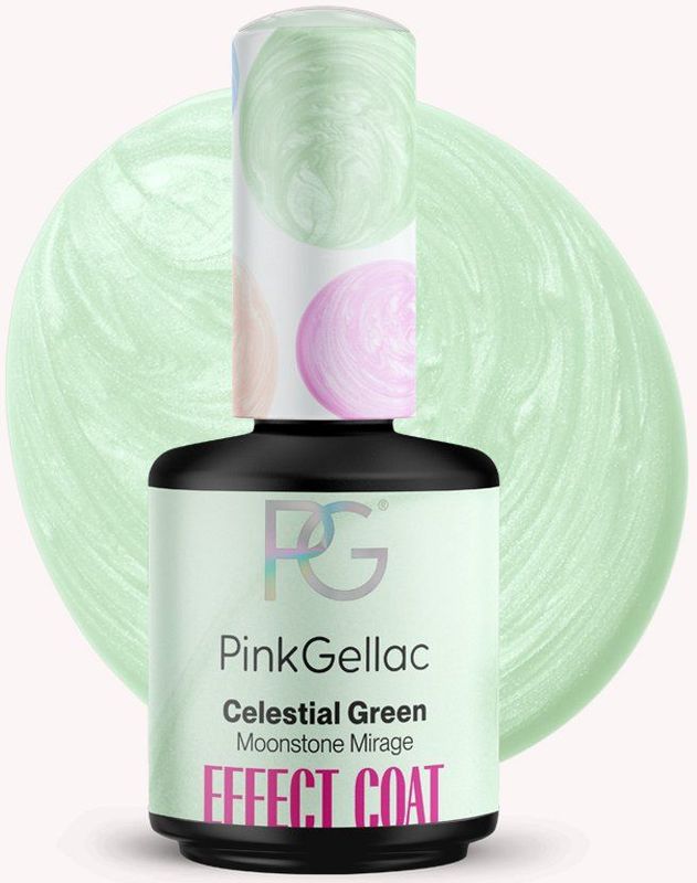 Pink Gellac - Effect Coat - Celestial Green - 15ml - Groene Effect Coat Gellak - Gel Nagels Producten