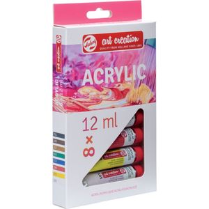 Acrylic set 8 kleuren 12 ml tubes acrylverf