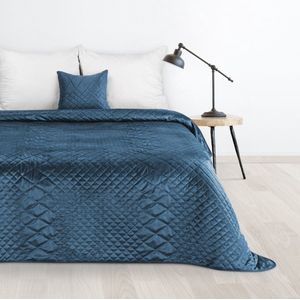 Oneiro’s luxe LUIZ Beddensprei Blauw- 170x210 cm – bedsprei 2 persoons - blauw – beddengoed – slaapkamer – spreien – dekens – wonen – slapen