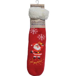HUISSOKKEN-HOMESOCKS-ANTISLIP-1 MAAT-ROOD KERSTMAN-THEMA KERST-HUTTENSOCKEN