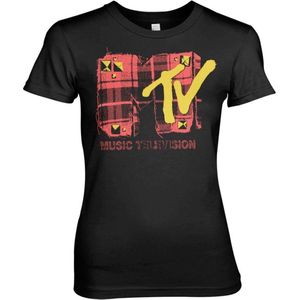 MTV Dames Tshirt -S- Plaid Zwart