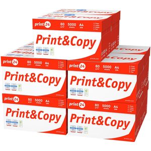 print24 Printerpapier kopieerpapier 50000 vellen 100 x 500 A4 80g premium wit PEFC-gecertificeerd