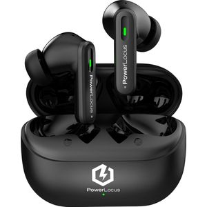 PowerLocus Fit Draadloze Oordopjes - Active Noise Cancelling - Bluetooth oordopjes - ENC Microfoon - Touch Sensor Button - Lange Batterijduur - Zweetbestendig - Zwart