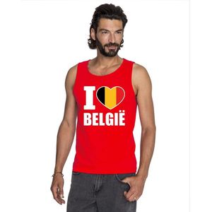 Rood I love Belgie supporter singlet shirt/ tanktop heren - Belgisch shirt heren XXL