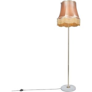 QAZQA kaso - Retro Vloerlamps-sStaande Lamp met kap - 1 lichts - H 1750 mm - Goud - Woonkamers-sSlaapkamers-sKeuken