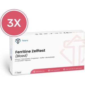 Telano - Ferritine Zelftest - 3 Stuks - Betrouwbare Thuistest voor IJzertekort en Bloedarmoede