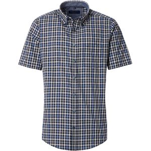 CASA MODA Sport comfort fit overhemd, korte mouw, popeline, blauw, beige en lichtgroen geruit