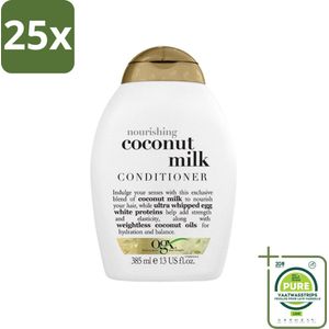 25 x OGX - Coconut Milk - Conditioner - Voedend - Herstel & Glans - 385 ml - Grootverpakking - Haar Conditioner - Kokos Conditioner - Voedende Conditioner - Glans Conditioner - Droog Haar