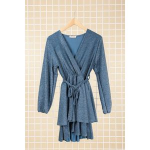 Beeldige feestelijke jurk met strik - one size - blauw