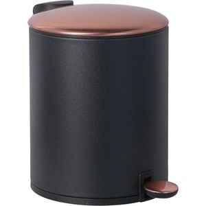 PRACTO - Pedaalemmer Zwart Mat 5L - Deksel Brons