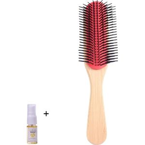 Aurgan Bamboo 9 Row Styling Kam - cherry - inclusief 10ml arganolie