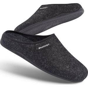 Komforty - Pantoffels - Zwart - Duurzaam - Antislip - Unisex - Topkwaliteit Sloffen van Italiaans Wol