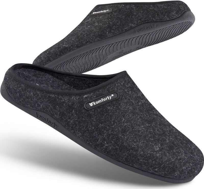 Komforty - Pantoffels - Zwart - Duurzaam - Antislip - Unisex - Topkwaliteit Sloffen van Italiaans Wol