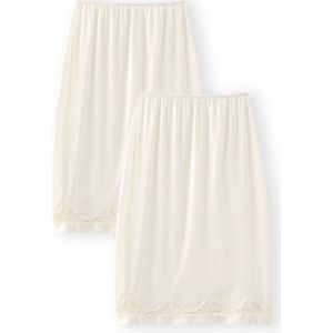 Damart - Set van 2 onderrokken van soepele gebreide stof - Dames - Wit - 42-44 (M)