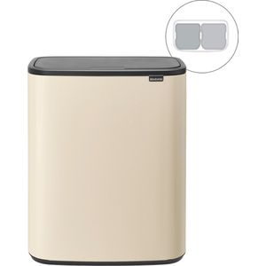 Brabantia Bo Touch Bin Prullenbak - 2 x 30 liter - Afvalscheiding - Soft Beige