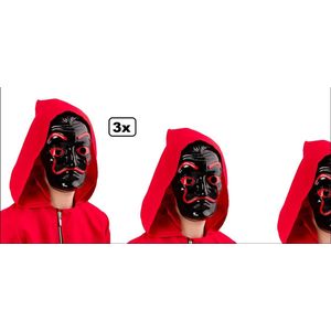 3x Masker La Casa dali zwart/rood - Halloween La casa de Papel festival thema feest horror fun