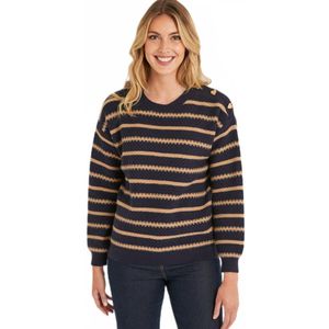 Zachte gestreepte trui met ronde hals in chique breiwerk