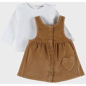 Set - Bruine Denim Salopette - Wit T-shirt - Babyset - Zacht en Warm