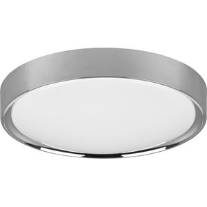 LED Plafondlamp - Badkamerlamp - Torna Clirno - 18W - Warm Wit 3000K - Spatwaterdicht IP44 - Opbouw Rond - Mat Chroom - Kunststof