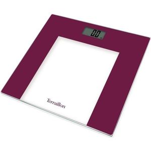 Personenweegschaal - TERRAILLON - TP1000 - elektronisch - Magenta - Capaciteit 150 Kg - Glazen blad - 30x30 cm
