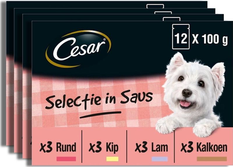 Cesar Selectie - hondenvoer - honden natvoer - Saus - Vlees en Groenten - 48 x 100g