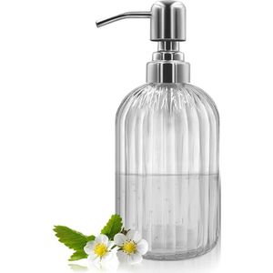Glazen zeepdispenser met pomp - handzeepdispenser - 1 stuk - transparant - 304 roestvrij staal